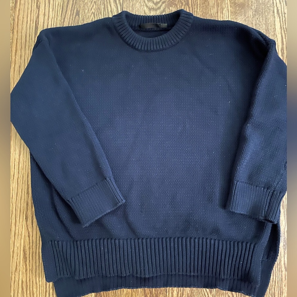 Jenni Kayne Cotton Boyfriend Sweater in Navy sz XL